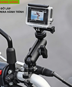 Giá đỡ camera xe máy SSGD-29, chất liệu full kim loại, gắn chân gương và gắn ghi đông