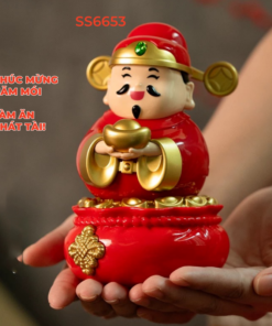 Thần tài lắc lư mini SS6653, thần tài sử dựng năng lượng mặt trời trưng bàn tiếp khách tiền vô như nước size 14.5*9cm