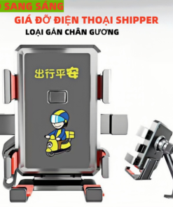 Giá đỡ điện thoại xe máy SSGD-09 giá đỡ có hình shipper chất liệu nhựa + chân gắn chân gương kim loại, dễ lắp đơn giảm