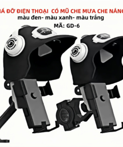Giá đỡ điện thoại xe máy SSGD-06 giá đỡ có mũ che mưa che nắng, có 3 màu mũ, gắn chân gương hoặc gắn ghi đông dành cho shipper