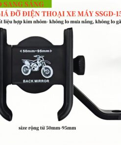 Giá đỡ điện thoại xe máy SSGD-15, chất liệu Full kim loại, lắp được chân gương bên trái và phải, không che camera điện thoại nhỏ gọn dễ lắp