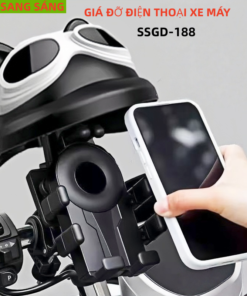 Giá đỡ điện thoại xe máy SSGD-188 giá đỡ có mũ che mưa che nắng có đệm cao su giảm sốc chống rung, gắn chân gương và gắn ghi đông