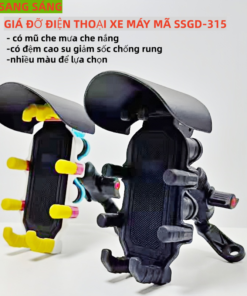 Giá đỡ điện thoại xe máy SSZX-315, giá đỡ có đệm cao su giảm sốc chống rung,có mũ che mưa che nắng